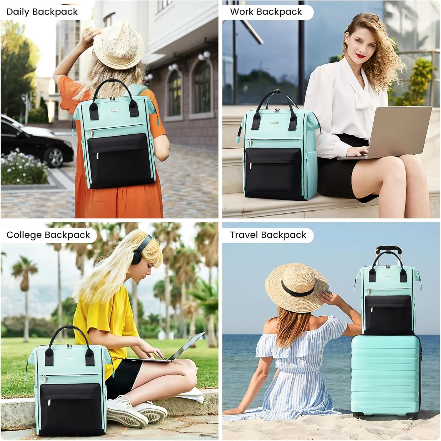 LOVEVOOK Laptop Backpack for Women,15.6 Inch Work Teacher Nurse Bag,Business Computer Backpack Purse with USB Port,Stylish Casual Daypack for Travel