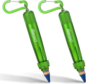 Lumber Crayon Holder for 1/2" Round or Hexagonal Crayons, Ferro Rods. Industrial Heavy Duty Carpenter,Construction Aluminum Crayon Holder(Green 2 Pack)