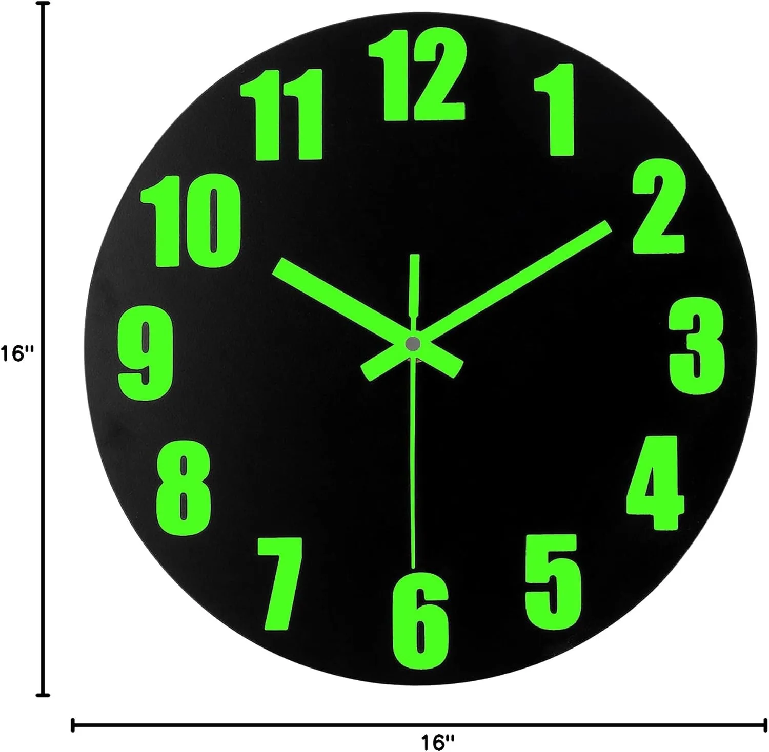 Luminous Wall Clock, 16'' Wooden Wall Clocks with Silent Movement and Glowing up Function, No Glass Village Wall Clock Decorative Bedroom, Kitchen, Office, Battery Operated