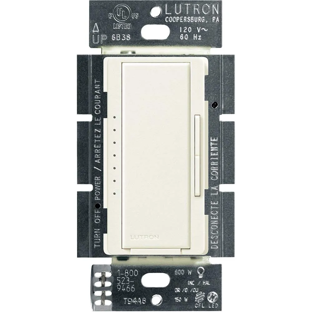 Lutron Maestro LED  Dimmer Switch for Dimmable LED, Halogen and Incandescent Bulbs, 150W/Single-Pole or Multi-Location, MACL-153M-BI, Biscuit