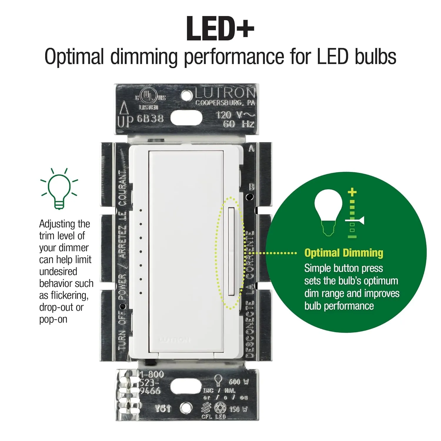 Lutron Maestro LED  Dimmer Switch for Dimmable LED, Halogen and Incandescent Bulbs, 150W/Single-Pole or Multi-Location, MACL-153M-BI, Biscuit