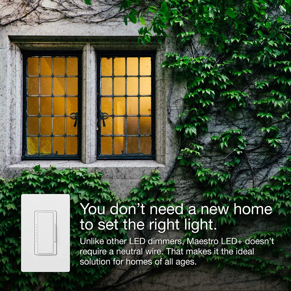 Lutron Maestro LED  Dimmer Switch for Dimmable LED, Halogen and Incandescent Bulbs, 150W/Single-Pole or Multi-Location, MACL-153M-BI, Biscuit