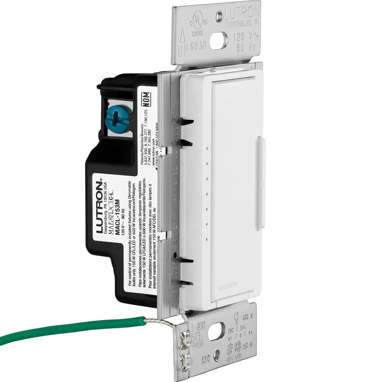 Lutron Maestro LED  Dimmer Switch for Dimmable LED, Halogen and Incandescent Bulbs, 150W/Single-Pole or Multi-Location, MACL-153M-BI, Biscuit