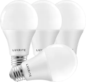 LUXRITE A19 LED Light Bulbs 100 Watt Equivalent Dimmable, 3000K Soft White, 1600 Lumens, Enclosed Fixture Rated, Standard LED Bulbs 15W, Energy Star, E26 Medium Base - Indoor and Outdoor (4 Pack)