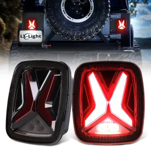 LX-LIGHT DOT Smoke X Shape LED Tail Lights Brake Turn Signal LED Rear License Plate Lights with EMC Compatible with Jeep Wrangler CJ YJ TJ