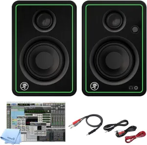 Mackie CR4-X BT 4-Inch Creative Reference Multimedia Bluetooth Monitors Bundle with and Pro Cable Kit Featuring Pro Tools First DAW Music Editing Software
