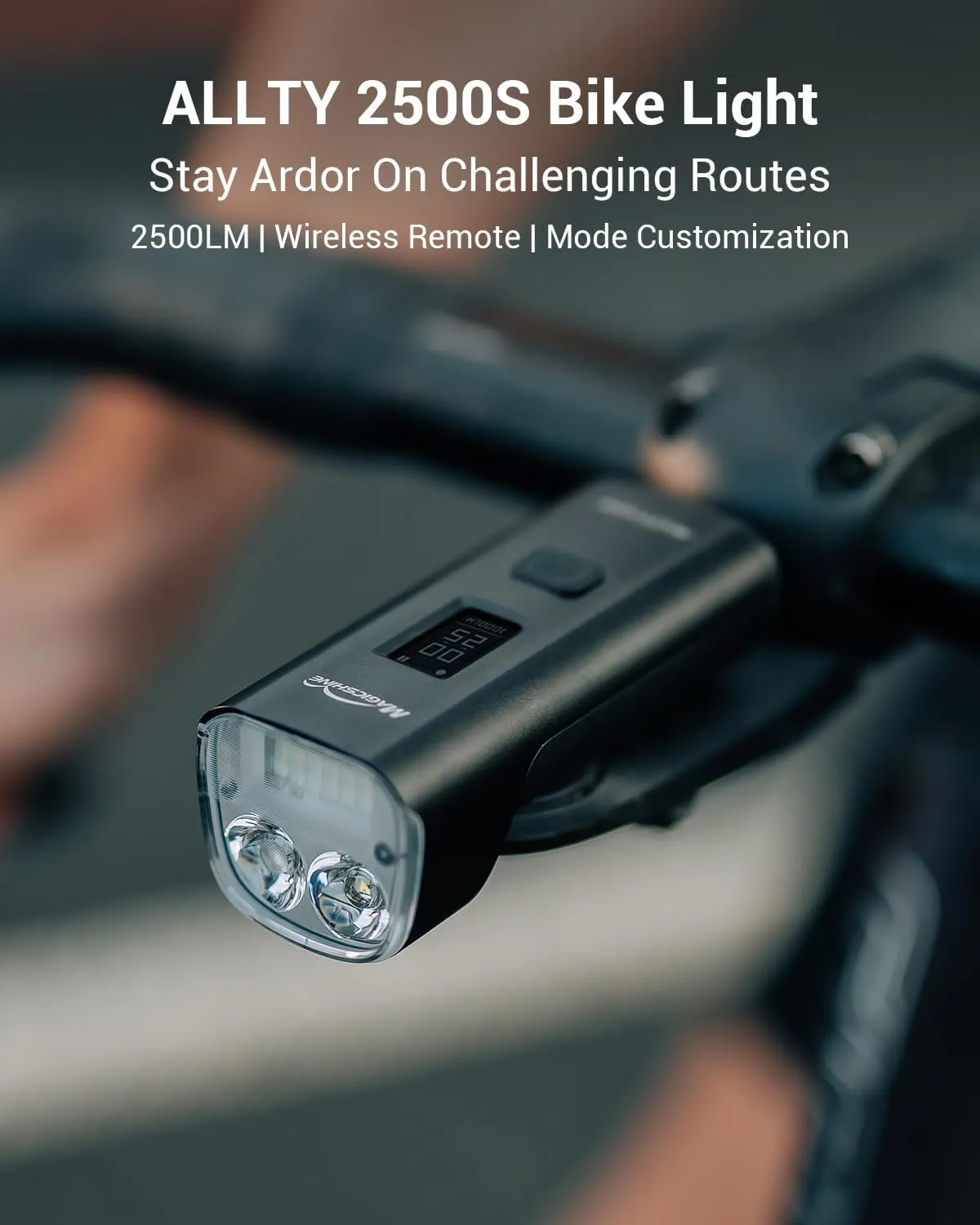 Magicshine ALLTY 1500S 2500S Bike Lights for Night Riding, Battery Replaceable | USB-C Rechargeable | Wireless &APP Control Compatible with Garmin/GoPro Mount for Road, MTB, Commuter Rider