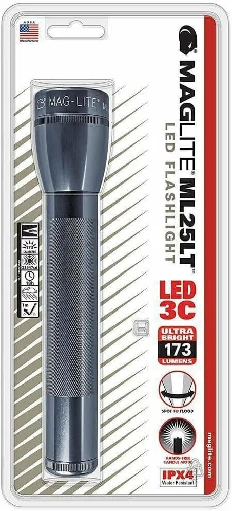 MagLite 3C Cell LED Flash Light, Gray
