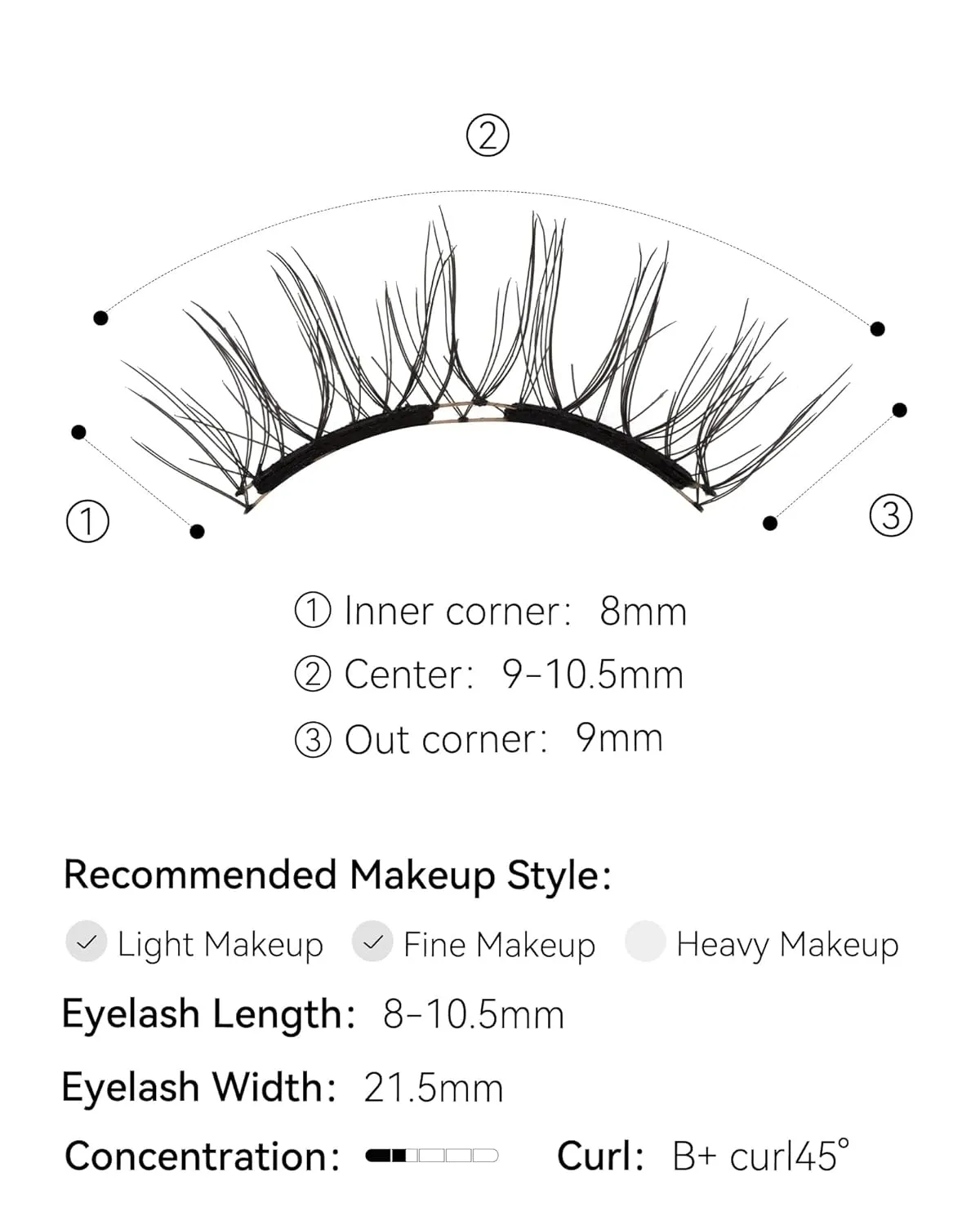Magnetic Eyelashes with Applicator Kit, No.9 Plume Black, Reusable Magnetic Lashes without Eyeliner, Glue-free False Lashes, Waterproof, Lightweight, Suit for Natural Makeup