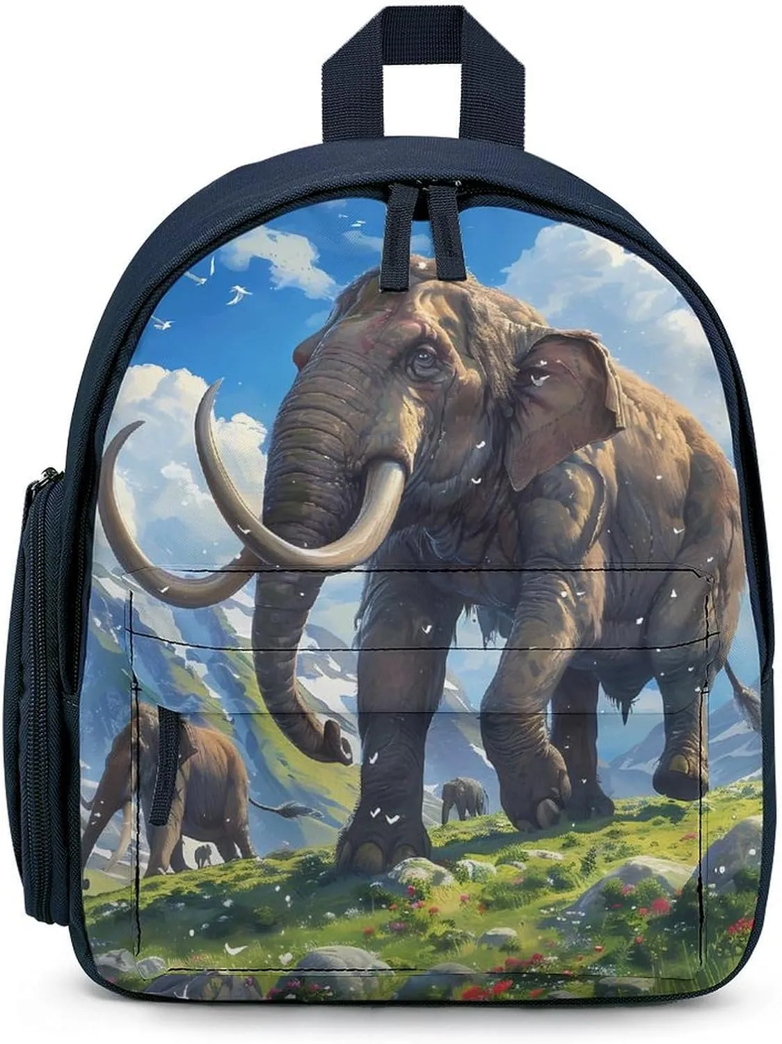 Mammoth Family Oil Painting Laptop Backpack 12.6 Inch Lightweight Travel Daypack Bookbag Blue-style