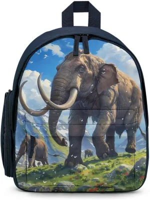 Mammoth Family Oil Painting Laptop Backpack 12.6 Inch Lightweight Travel Daypack Bookbag Blue-style