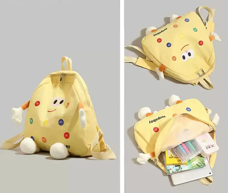 M&M's Inspired Cute Yellow Cartoon Schoolbag
