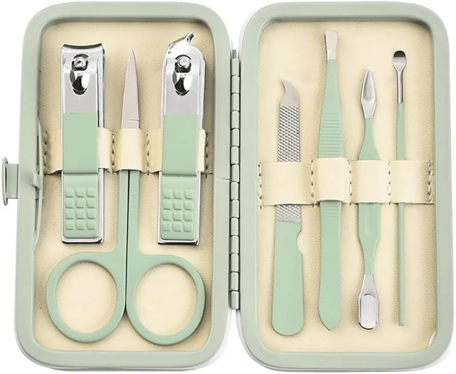 Manicure Set for Women Green Household Nail Clippers 7 Piece Set Stainless Steel Manicure Set Men Personal Care Tools Accessories Professional Pedicure Set