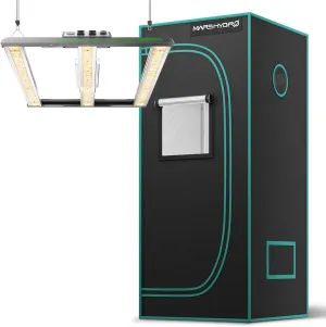 MARS HYDRO 2.3x2.3 Grow Tent (27"x27"x63") & FC-E1500 150Watt LED Grow Light Combo Kit, Indoor Plant Growing Set, Maximizes Plant Yield in Hydroponics or Indoor Gardening