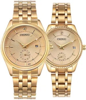 MASTOPMens Watches Stainless Steel Waterproof Business Classic Analog Quartz Date Watches (Gold)