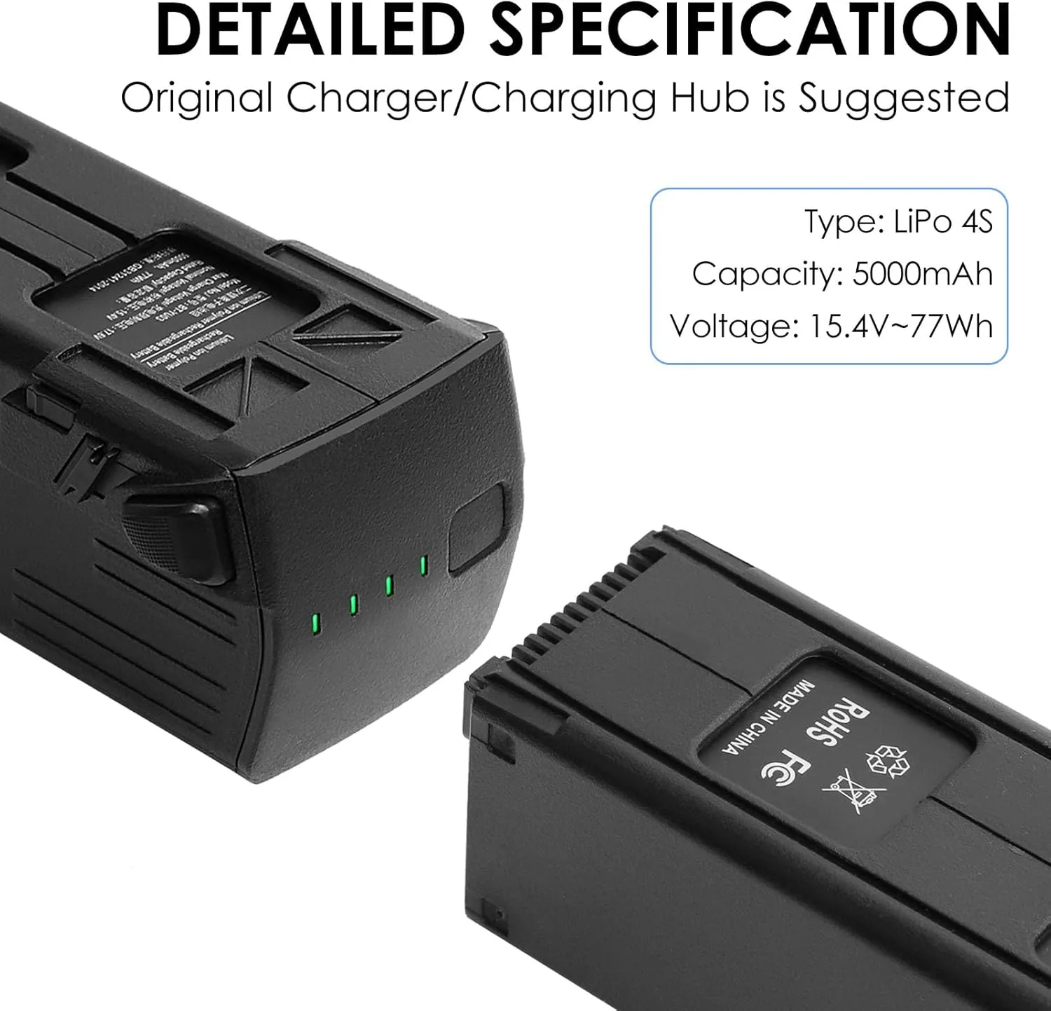 Mavic 3 Battery 2 Pack, 5000mAh 15.4V Intelligent Flight Battery for DJI Mavic 3/3 Pro/3 Classic/3 Pro Cine/3 Cine/ 3 Enterprise