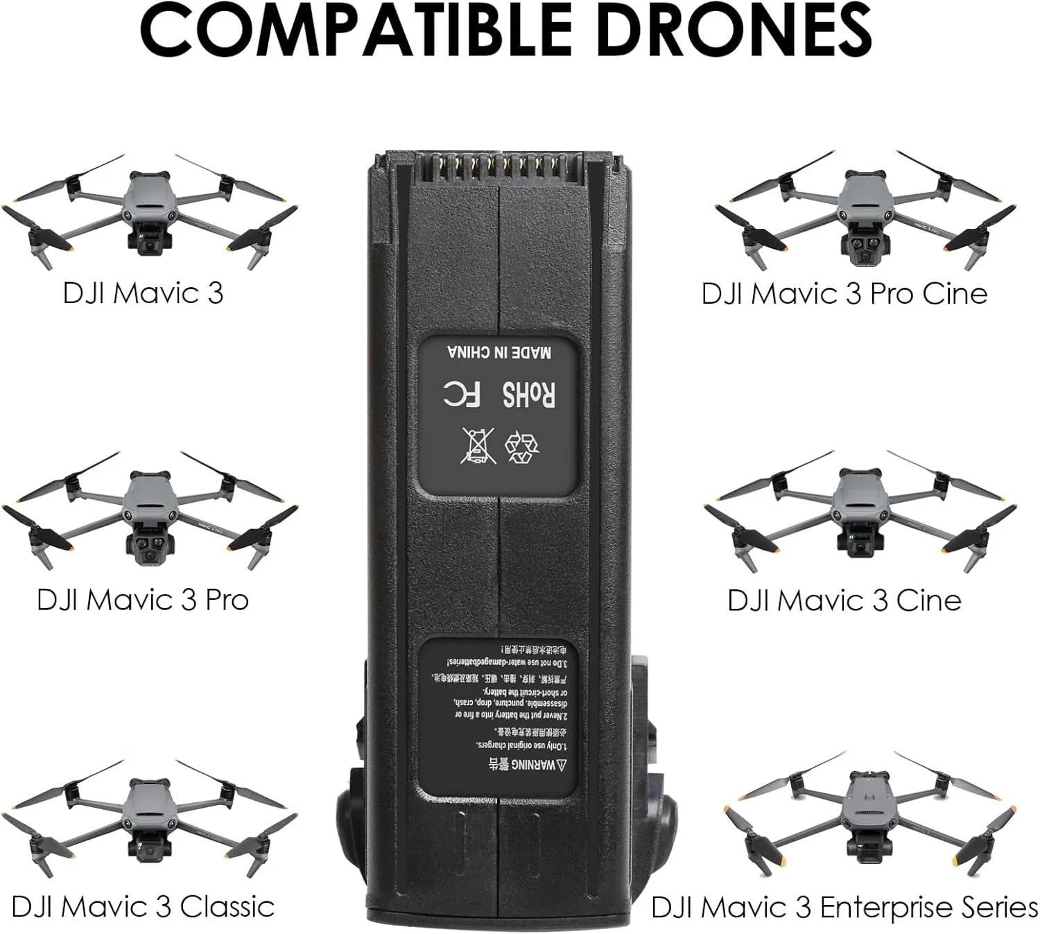 Mavic 3 Battery 2 Pack, 5000mAh 15.4V Intelligent Flight Battery for DJI Mavic 3/3 Pro/3 Classic/3 Pro Cine/3 Cine/ 3 Enterprise