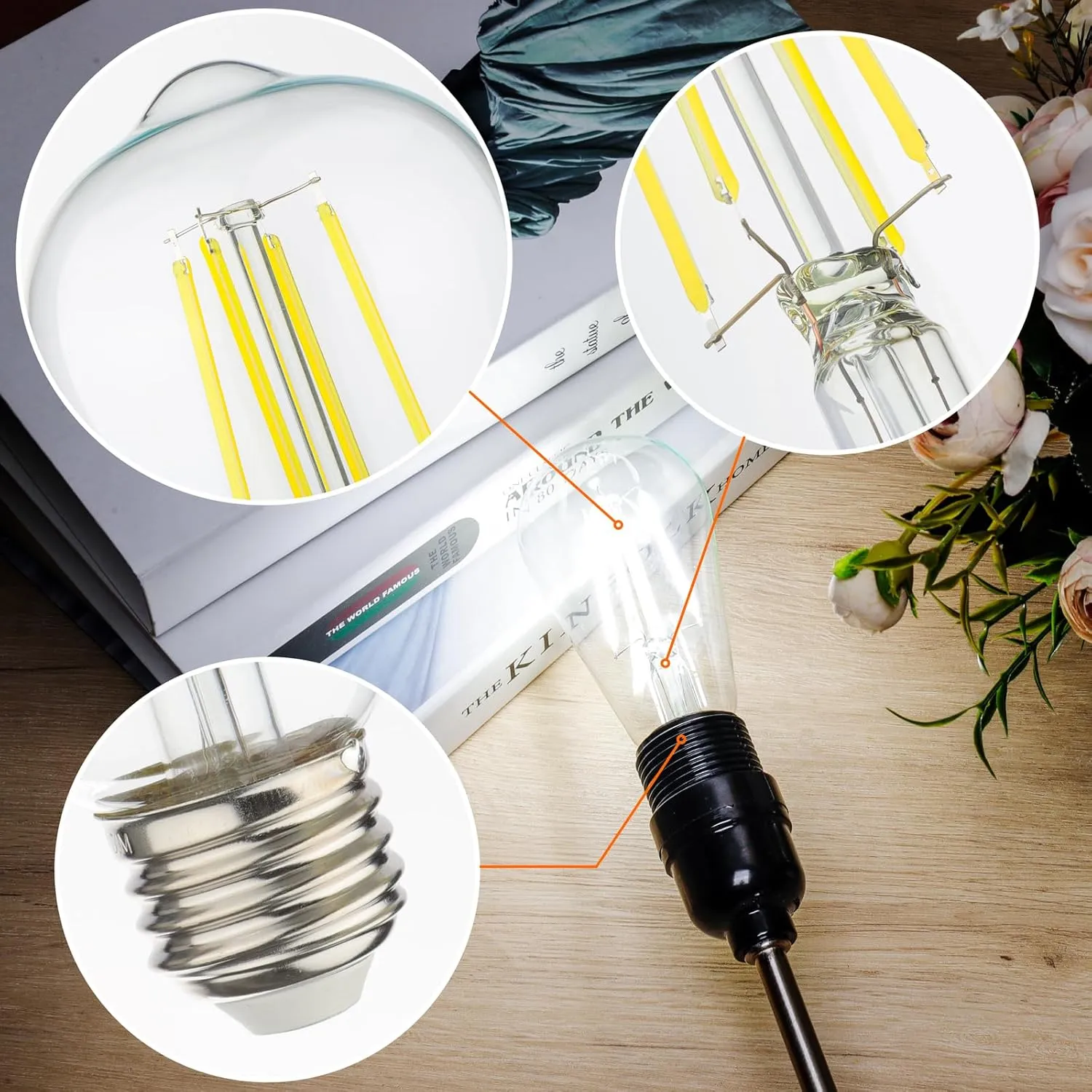 MAXvolador Vintage LED Edison Bulb 60W Equivalent 800LM, 6W ST58 LED Filament Light Bulb, Daylight White 5000K, E26 Base, Non-Dimmable, Pack of 12