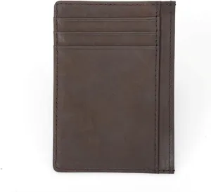 Men's First Layer Crazy Horse Bull Pickup Bag Vintage Credit Card Bag Holder(Brown-2)