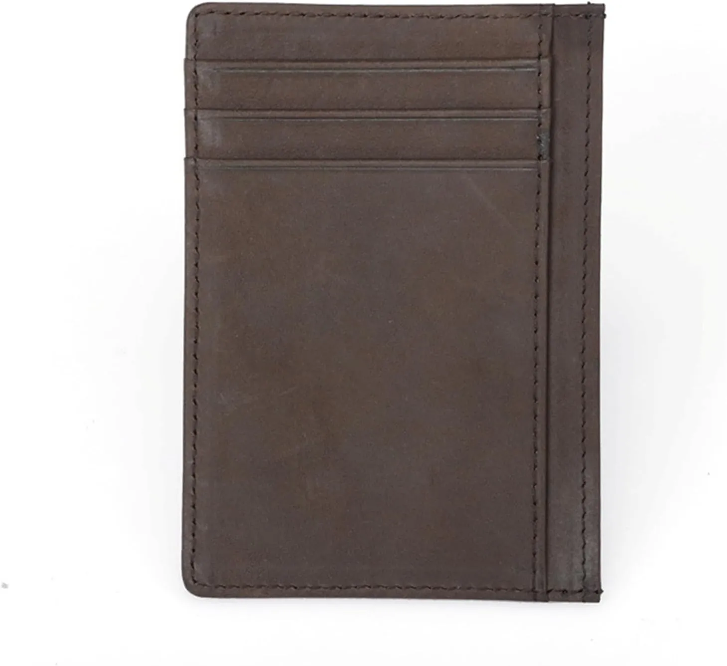 Men's First Layer Crazy Horse Bull Pickup Bag Vintage Credit Card Bag Holder(Brown-2)