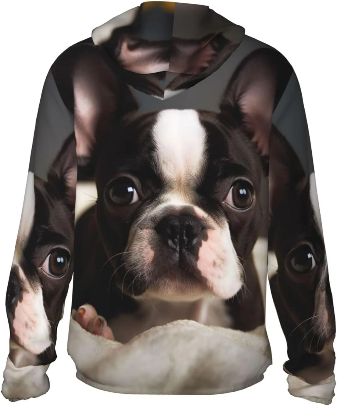 Men's UPF 50  Sun Protection Hoodie Cute Boston Terrier Long Sleeve Sun Shirts Full Zip Light Fishing Jacket