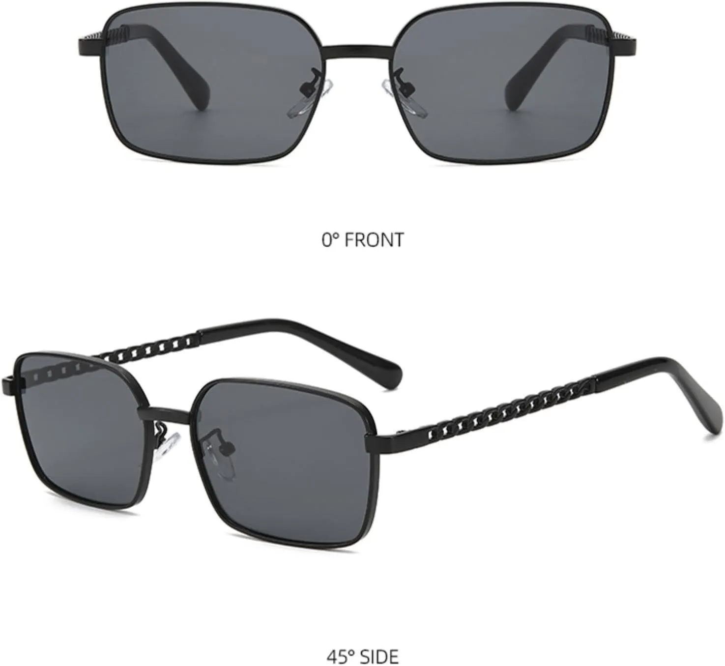 Metal frame Sunnies, with Chain Temples. Lightweight, Great for Driving, and Versatile.