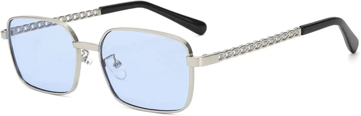 Metal frame Sunnies, with Chain Temples. Lightweight, Great for Driving, and Versatile.