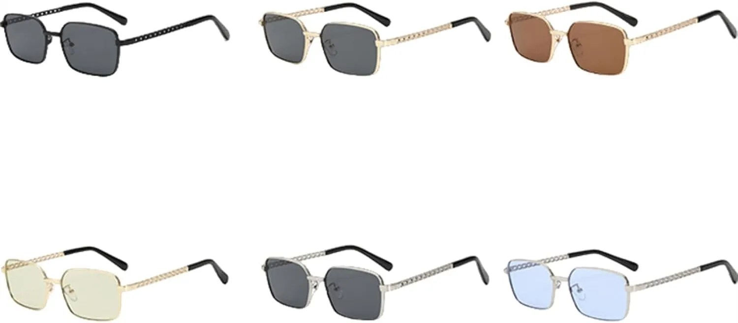 Metal frame Sunnies, with Chain Temples. Lightweight, Great for Driving, and Versatile.