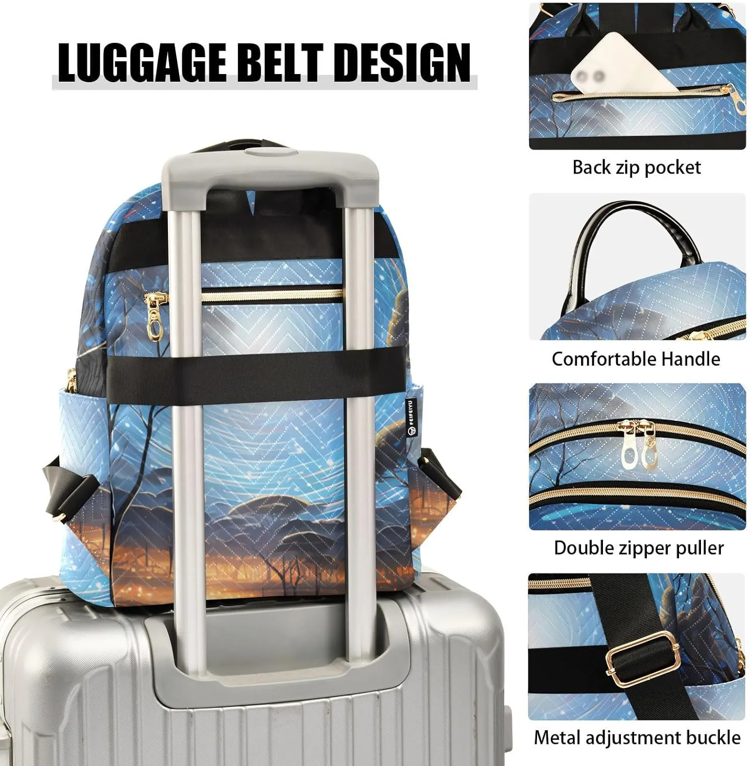 Meteor Firefly Fashion Travel Backpack for Women Multi Pockets Lightweight Purse for Women-S