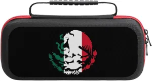 Mexico Mexican Flag Emblem Portable Protective Shell Compatible with Switch Case Hard Travel Tote Bag with 20 Game Cartridges