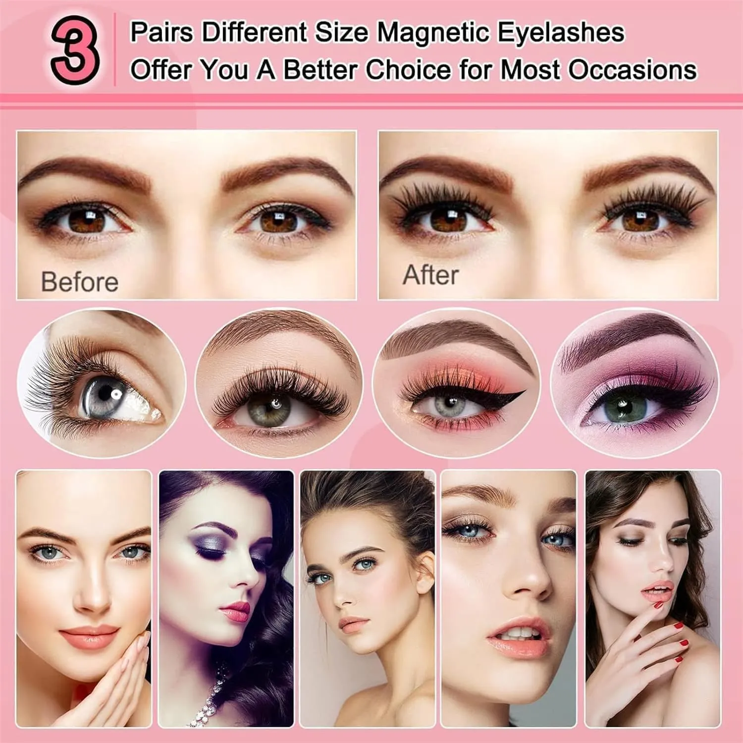 Meylora Magnetic Lashes, Meylora Magnetic Eyelashes (Natural, 2Pairs)