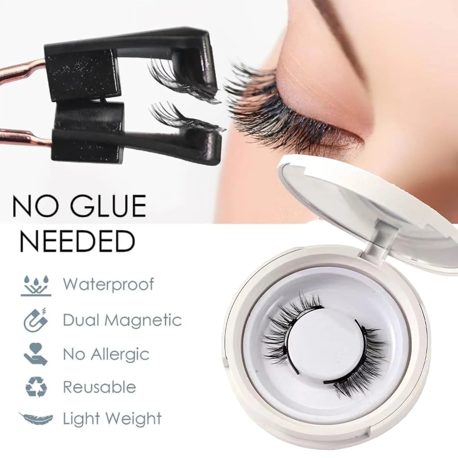 Meylora Magnetic Lashes, Meylora Magnetic Eyelashes (Natural, 2Pairs)