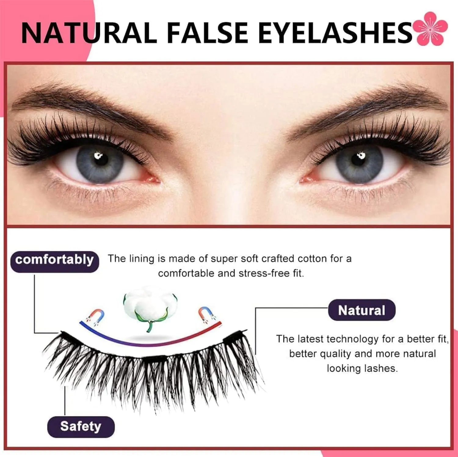 Meylora Magnetic Lashes, Meylora Magnetic Eyelashes (Natural, 2Pairs)