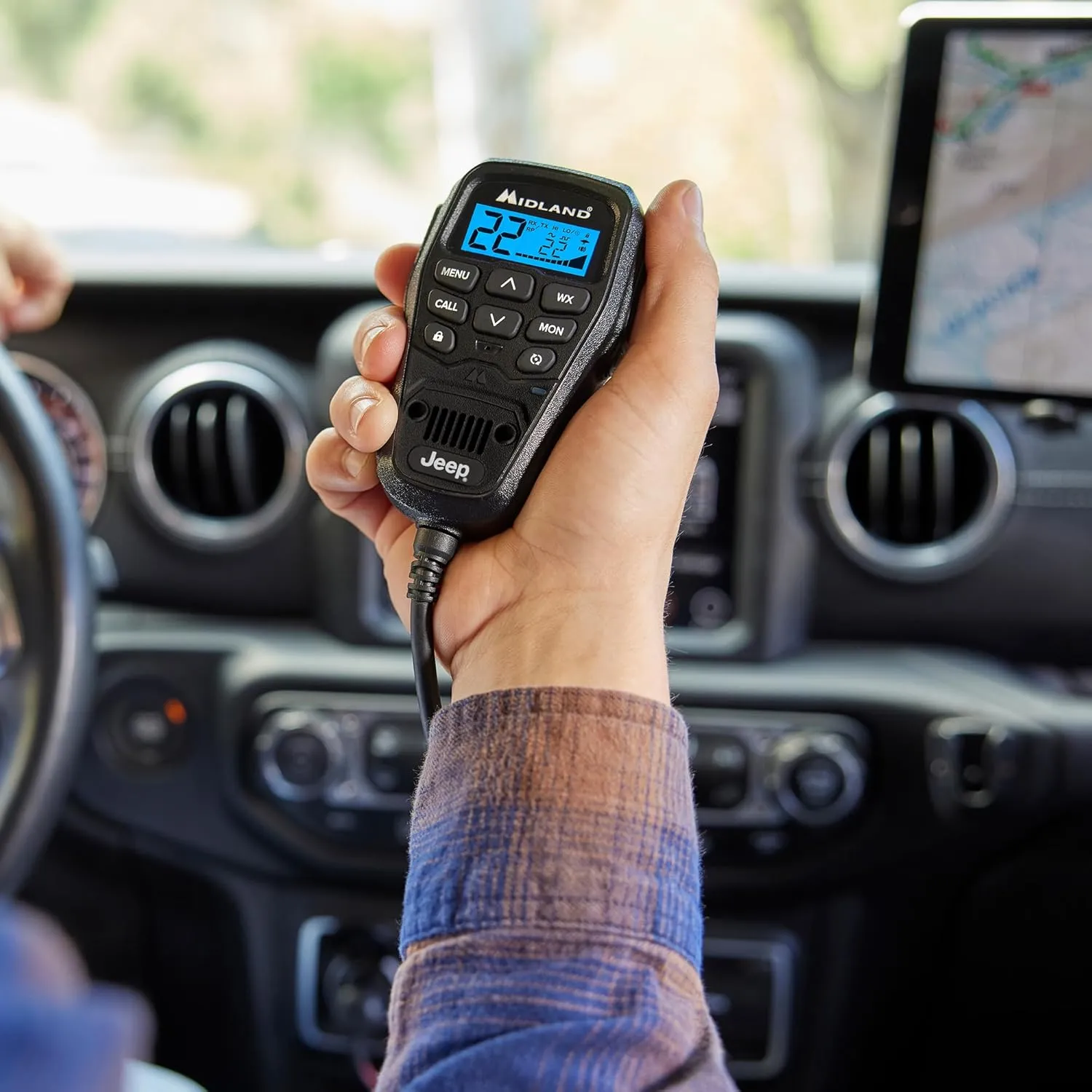 Midland - MXT575J - Jeep 50 Watt GMRS MicroMobile Two-Way Radio - Farms Ranches Overlanding Trails Off-Roaders - 8 Repeater Channels - Compact Design External Magnetic Mount 2.1dB Unity Gain Antenna