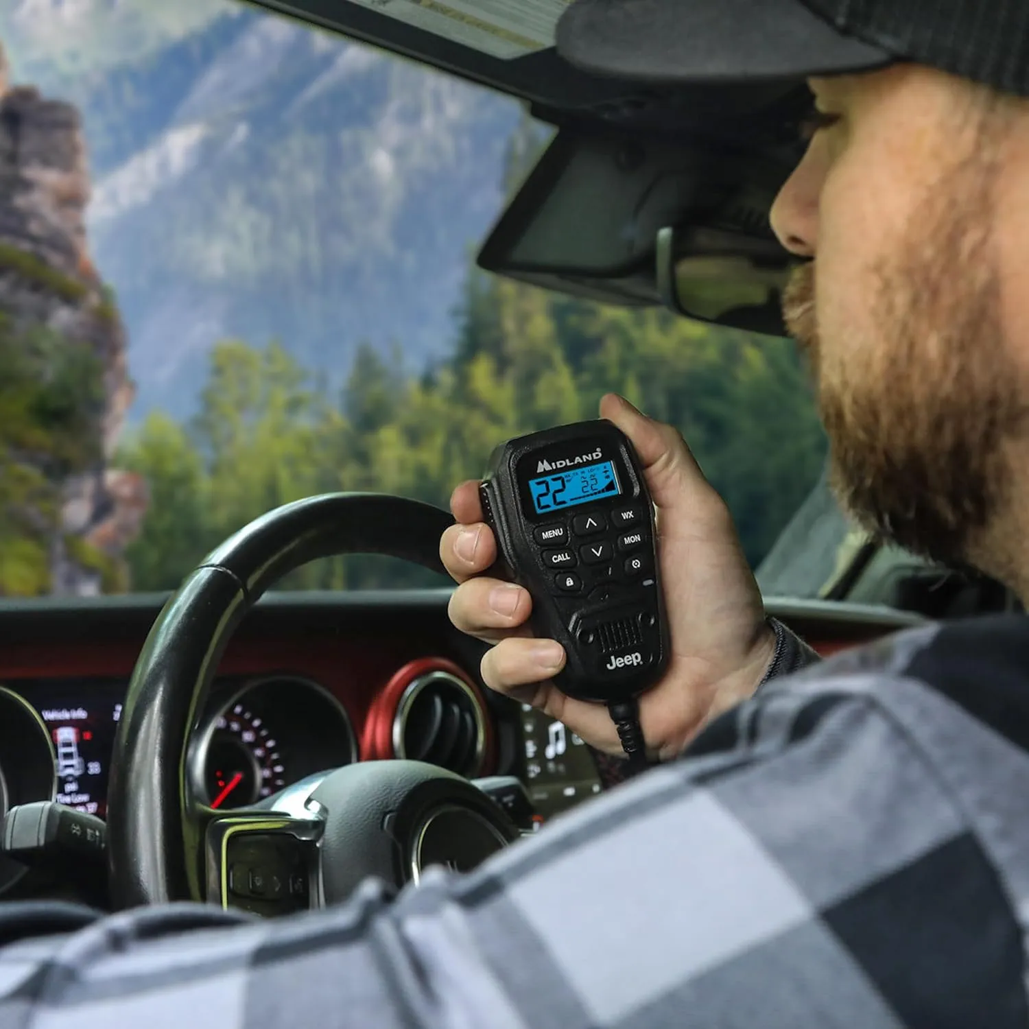 Midland - MXT575J - Jeep 50 Watt GMRS MicroMobile Two-Way Radio - Farms Ranches Overlanding Trails Off-Roaders - 8 Repeater Channels - Compact Design External Magnetic Mount 2.1dB Unity Gain Antenna