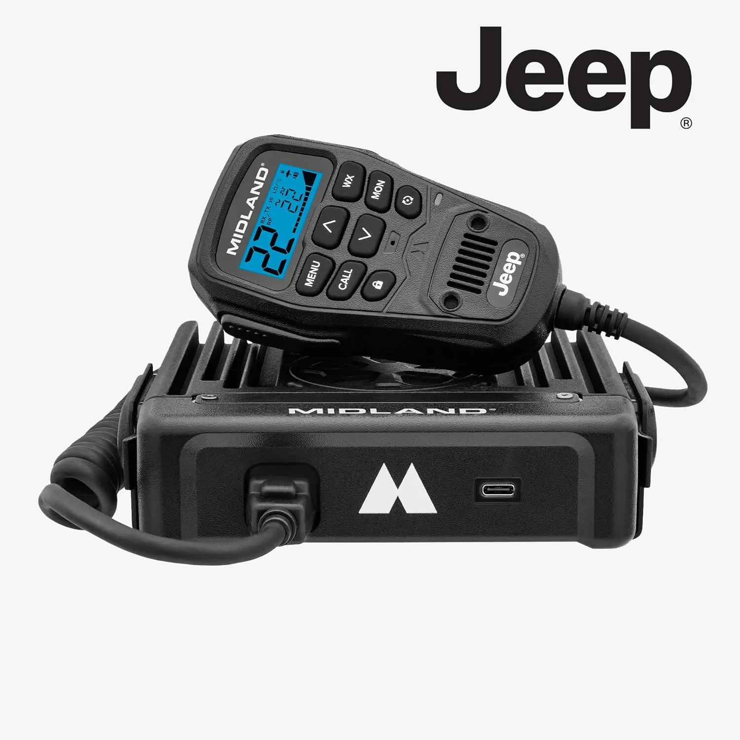 Midland - MXT575J - Jeep 50 Watt GMRS MicroMobile Two-Way Radio - Farms Ranches Overlanding Trails Off-Roaders - 8 Repeater Channels - Compact Design External Magnetic Mount 2.1dB Unity Gain Antenna