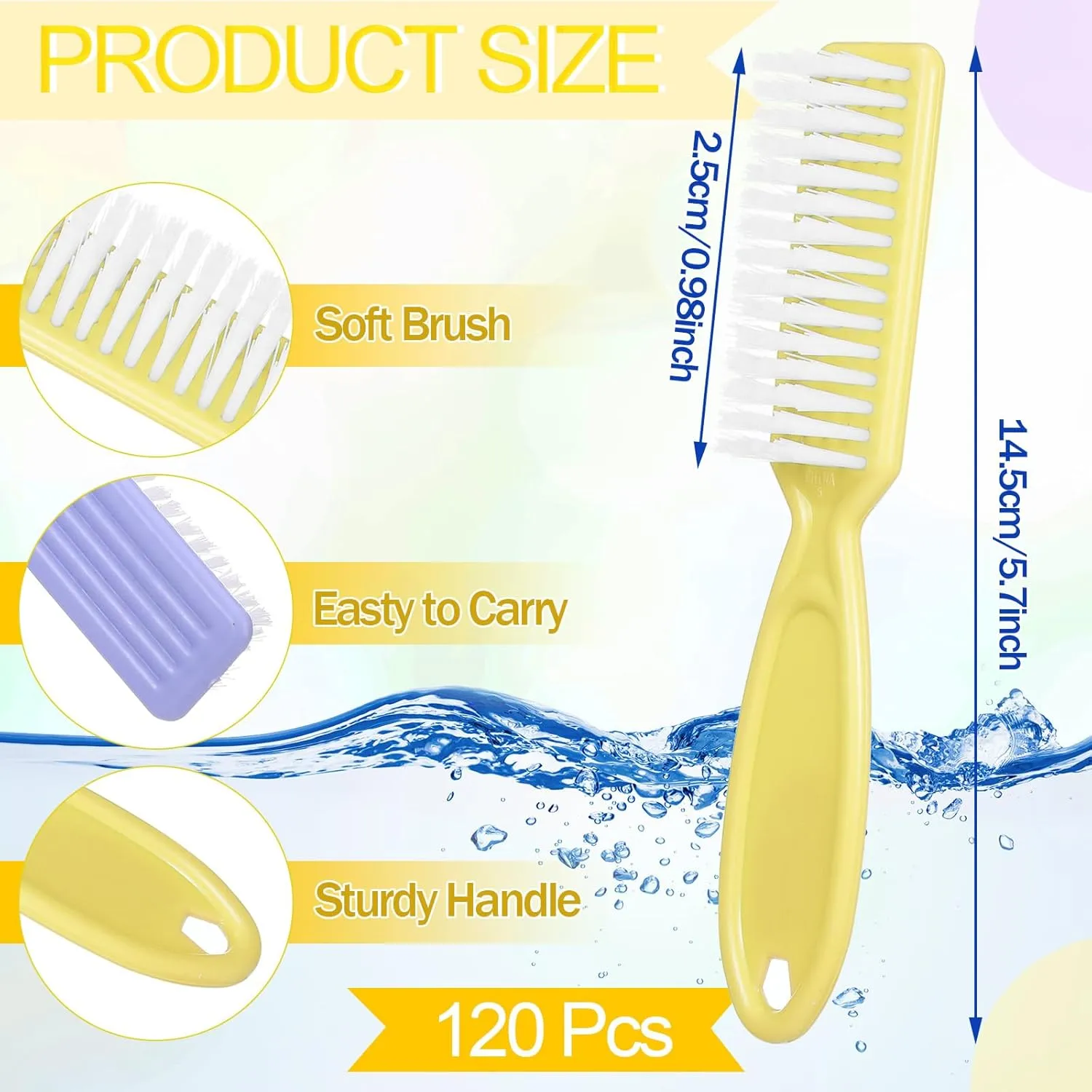 Mifoci 120 Pcs Handle Grip Nail Brush for Cleaning Fingernails Cleaner Scrub Brush Bulk Hand Cleaning Brushes Soft Stiff Bristles Pedicure Manicure Tools for Nail and Toe (Macaron Color)