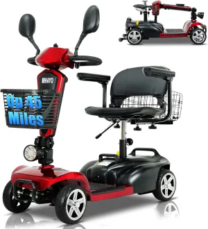 MIHAYO 4 Wheel Mobility Scooter for Seniors&Adults- 45/25 Miles Range, Foldable Powered Electric Wheelchair Device w/1080WH Battery, Dual Basket, 300 lb Capacity, Compact(FSA/HSA Eligible)
