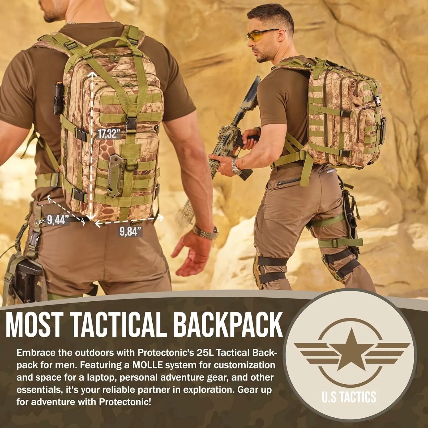 Military Rucksack – Advanced Tactical Backpack with MOLLE Design – 35L Military Camouflage Backpack for Hiking and Camping – Lightweight Backpack for Men – 900D Oxford Material