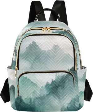 Mini Backpack for Women Smoky Green Mountains Mini Backpack Purse Lightweight Small Daypack, 8.5L