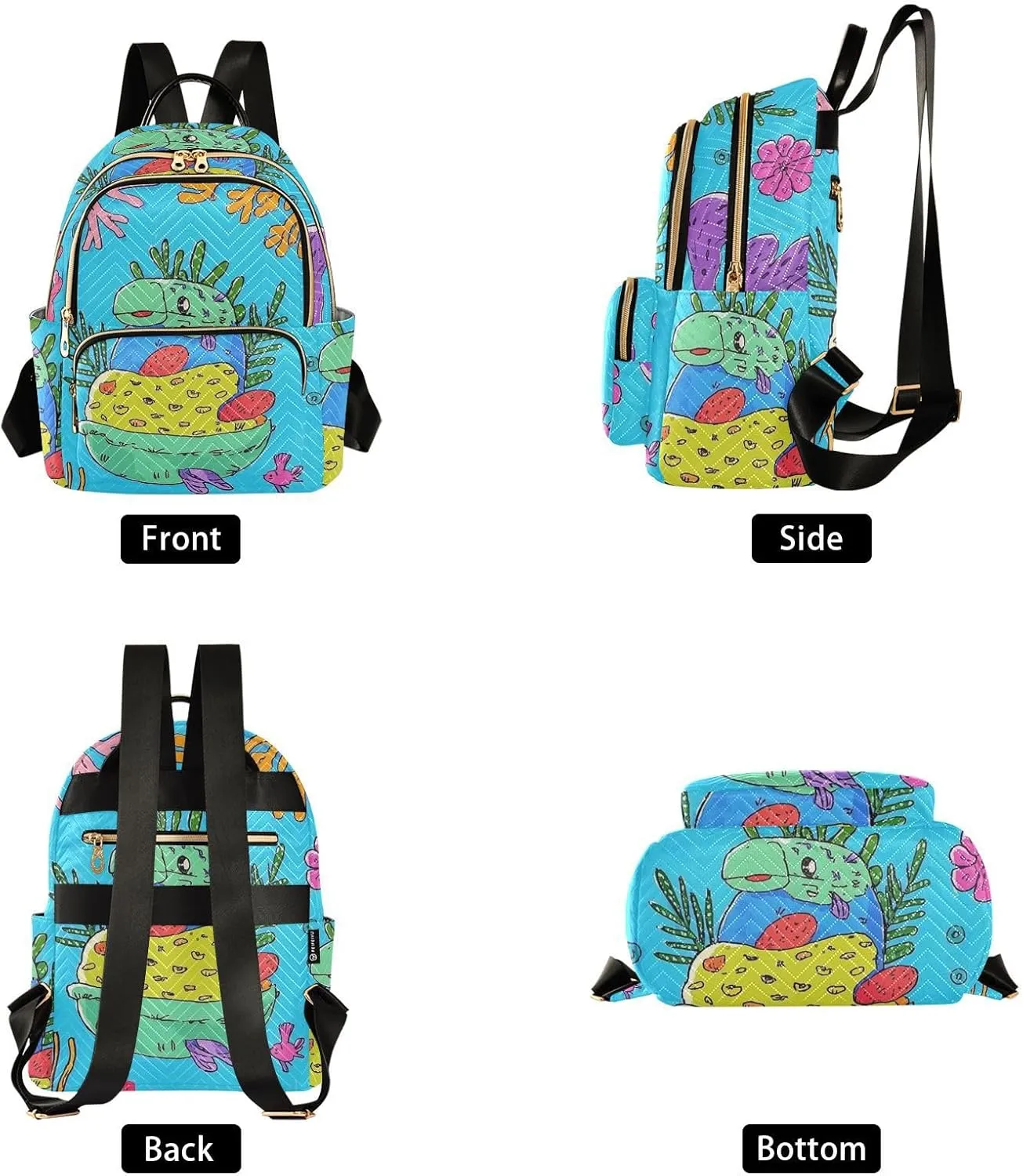 Mini Backpack Quilted Purse for Womens Small Backpack Daypack Coral Pattern for Travel Daily Work,Multi12