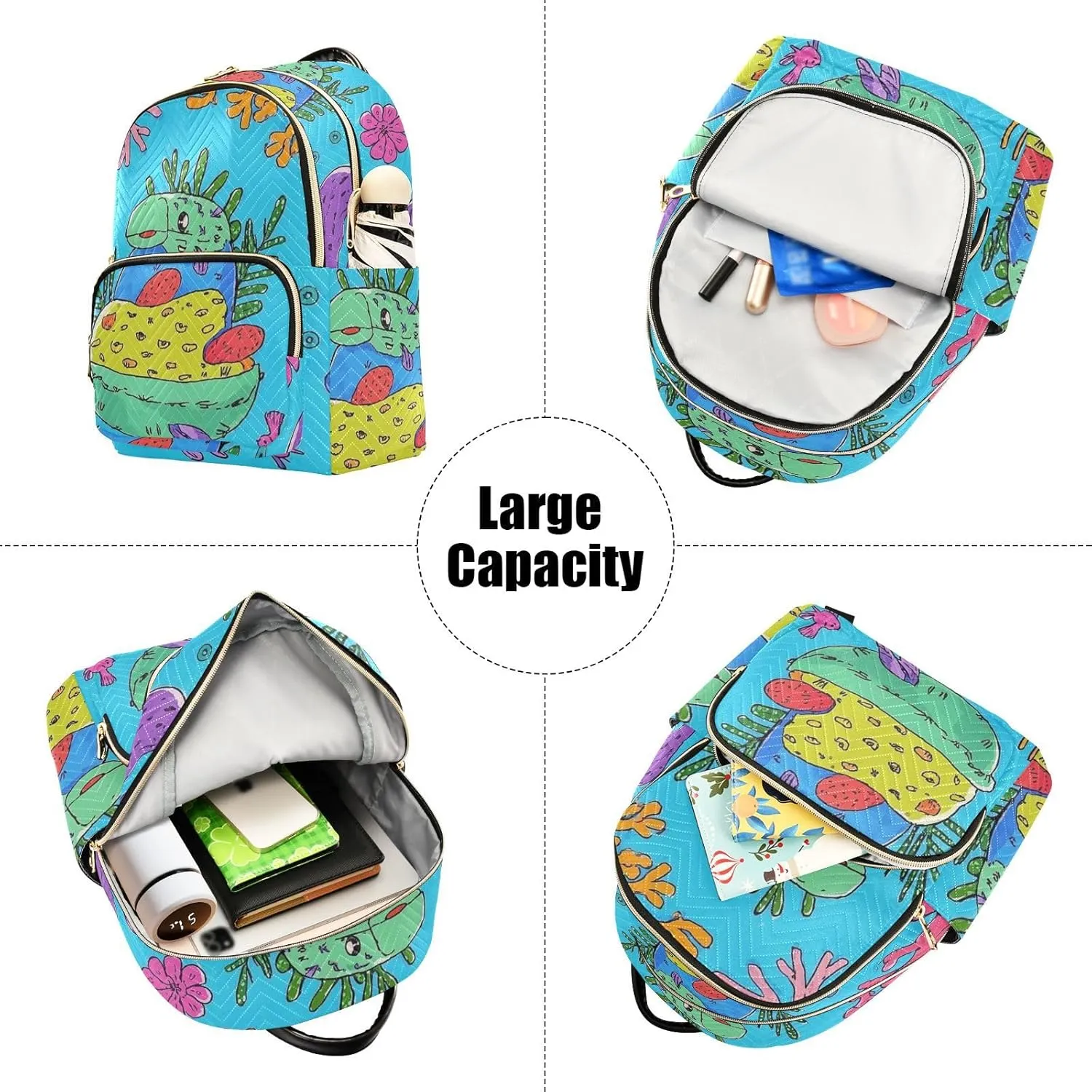 Mini Backpack Quilted Purse for Womens Small Backpack Daypack Coral Pattern for Travel Daily Work,Multi12