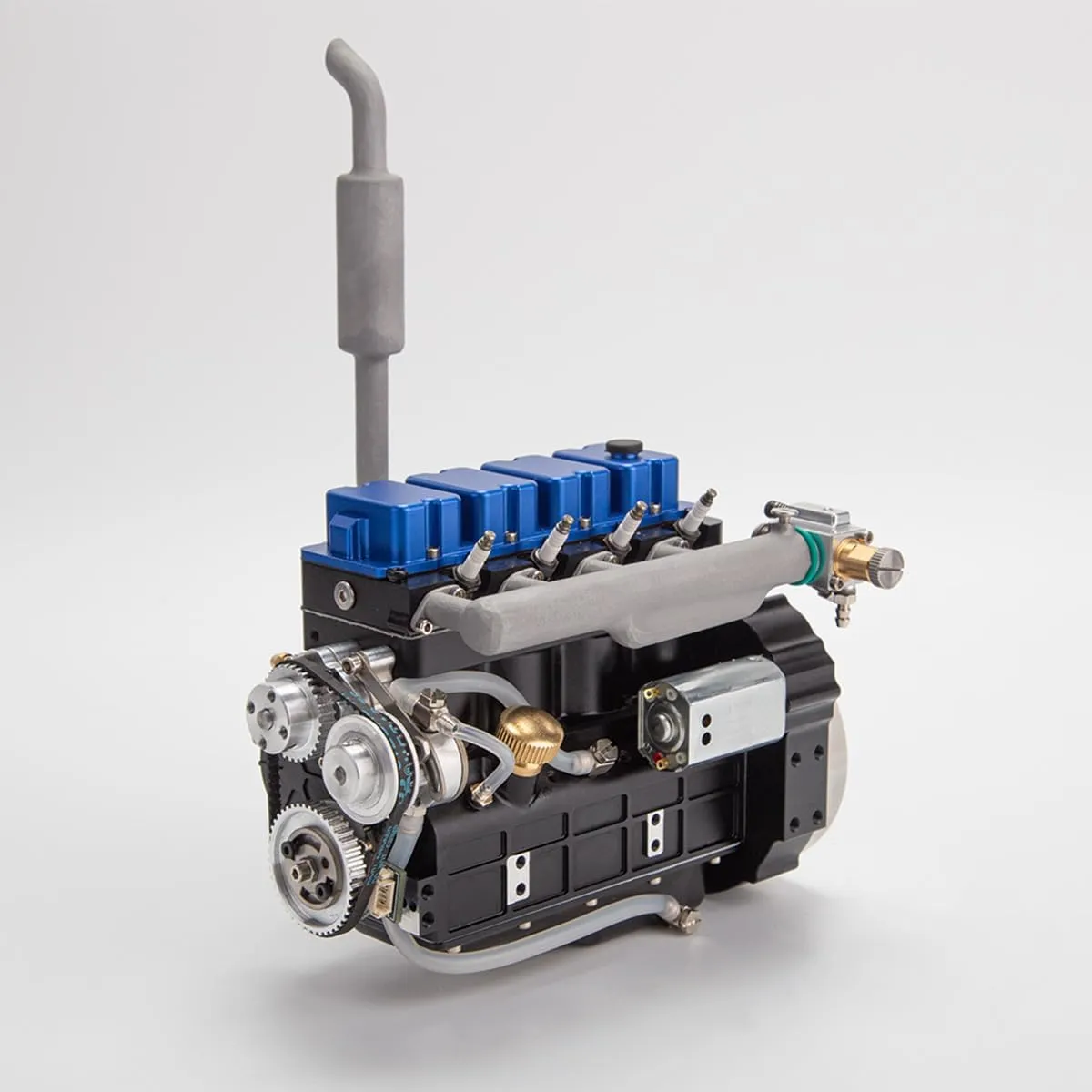 Mini V4 Engine Model Kit That Runs, L4-205-OHV 20.5cc Inline 4-Cylinder 4-Stroke Water-Cooled Internal Combustion Engine Model Kit for RC Cars, Build Your Own Metal Engine That Works