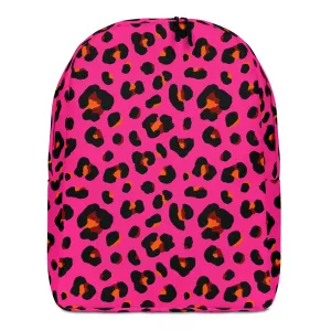 Minimalist Backpack |  Leopard Print in Pink, Orange and Black