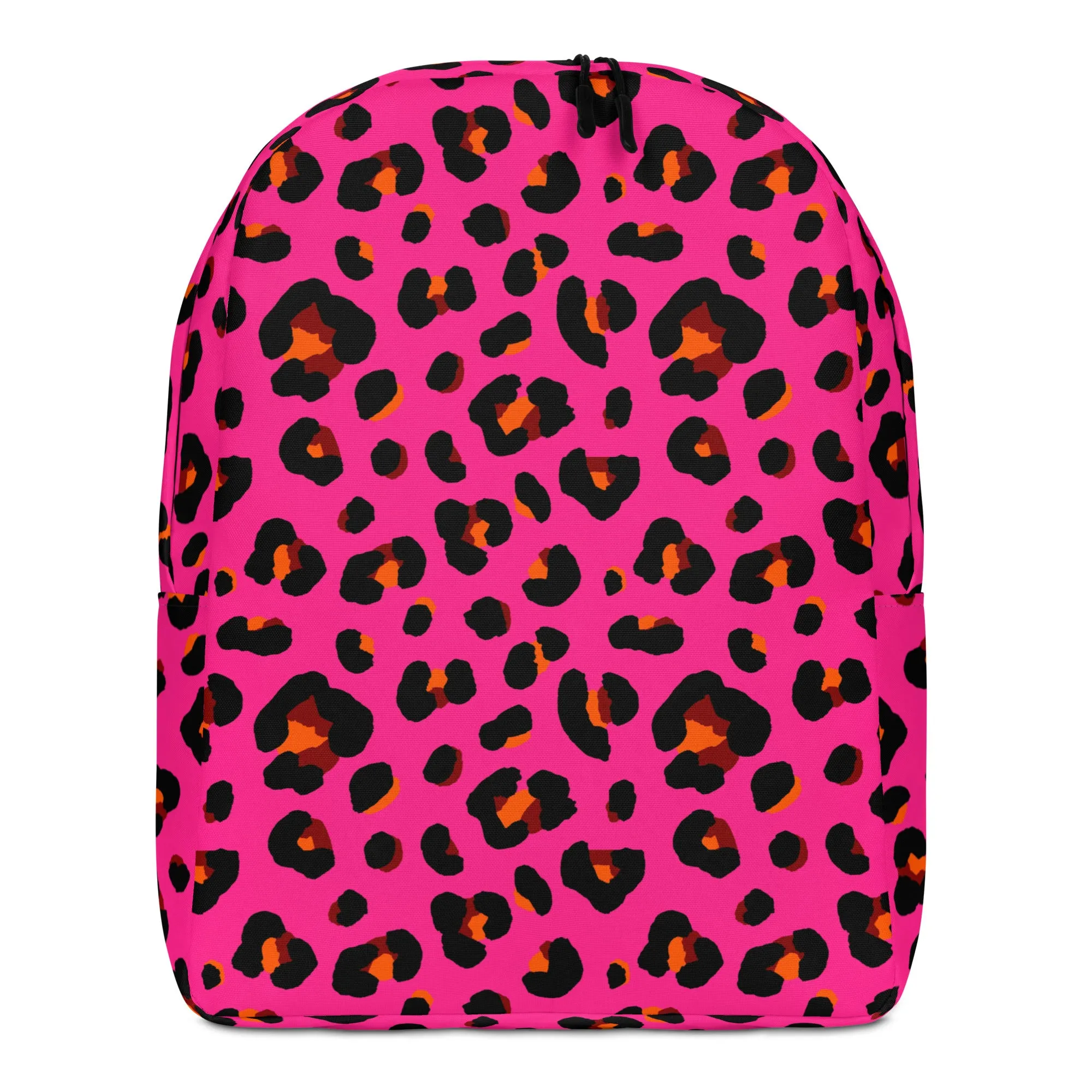Minimalist Backpack |  Leopard Print in Pink, Orange and Black