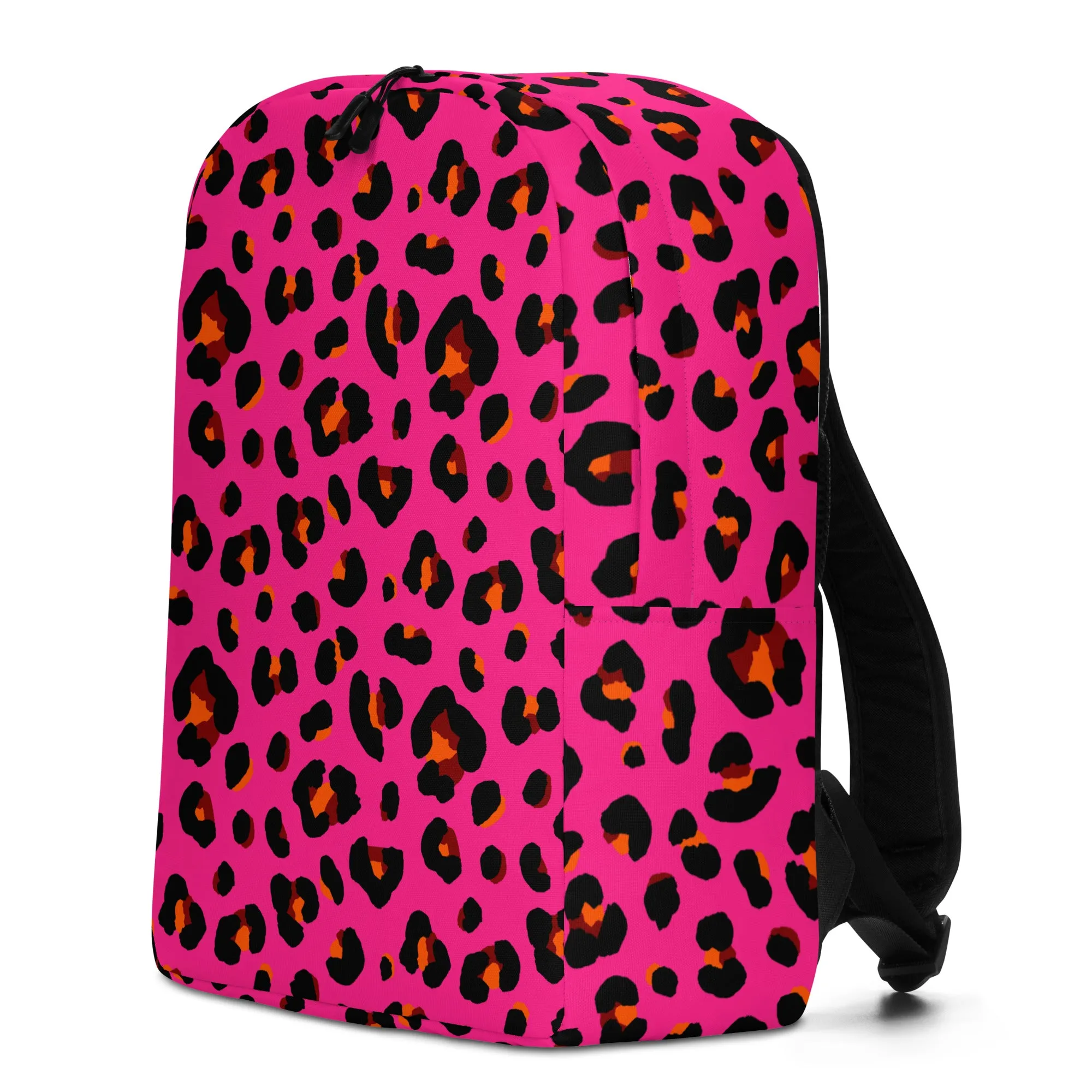 Minimalist Backpack |  Leopard Print in Pink, Orange and Black