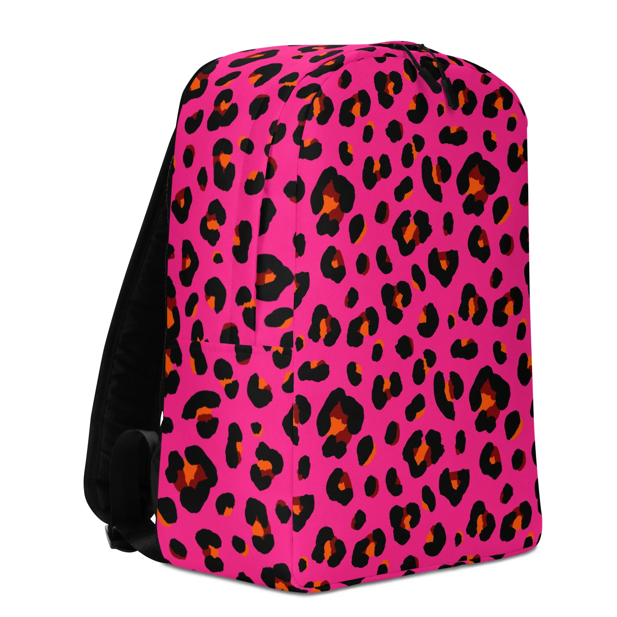 Minimalist Backpack |  Leopard Print in Pink, Orange and Black
