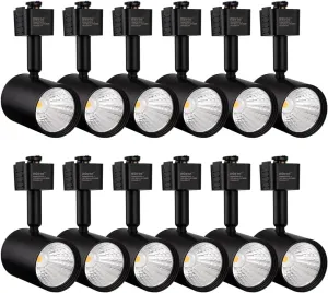 mirrea LED Track Lighting Heads Compatible with Single Circuit J Type Rail Ceiling Spotlight for Accent Task Wall Art Exhibition Lighting 6.5W 3000K Warm White 24° Black Painted Pack of 12