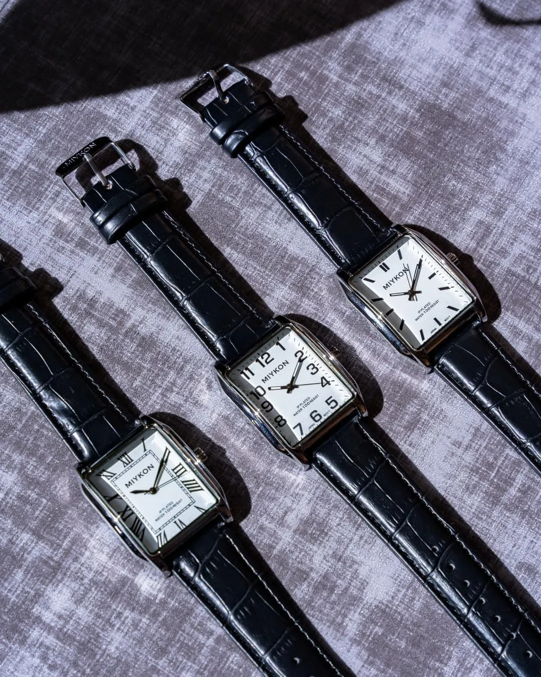 Miykon Vintage Watches for Men - Tank Square Analog Watch with Genuine Leather Wrist Strap for Classic Dress - Ion Polished, Scratch Resistant Glass, Japanese Quartz, Waterproof to 100ft