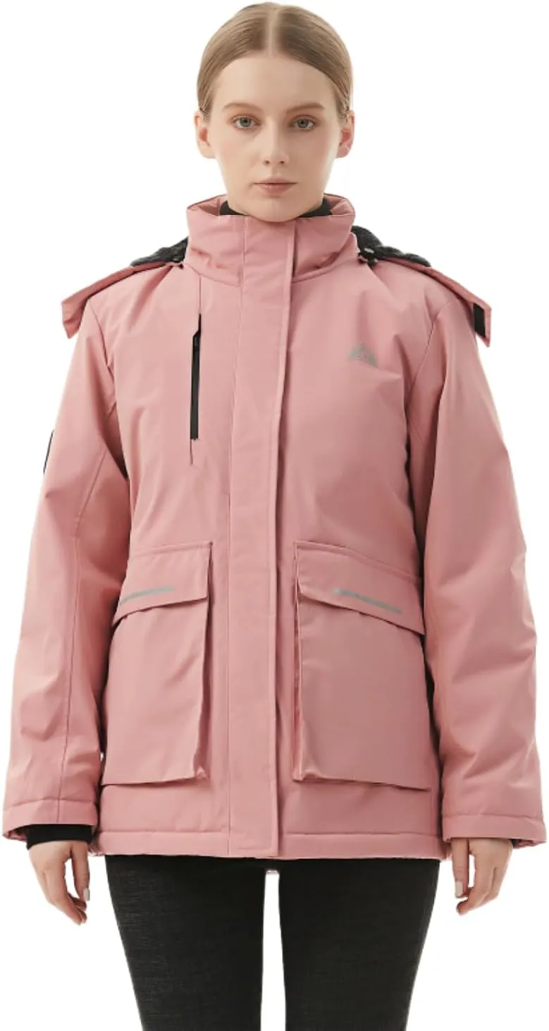MOERDENG Women's Waterproof Winter Snow Coat Windproof Ski Jacket Hooded Snowboarding Jackets